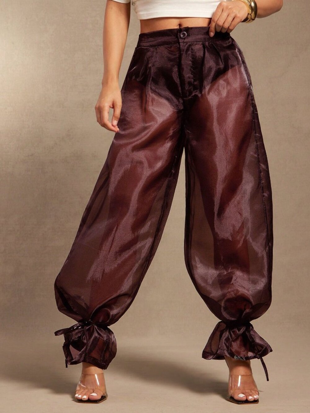 Red Plum Casual Women's High Waist Cuffed Balloon Pants